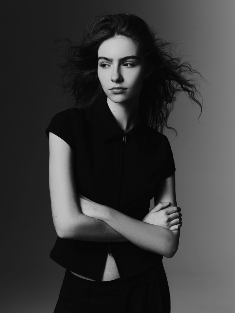 Test shoots, model test, czarno-biały portet